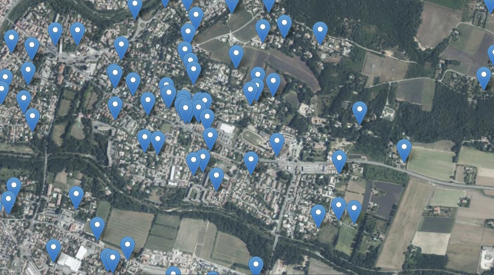 The same view with detected rooftop PV installations