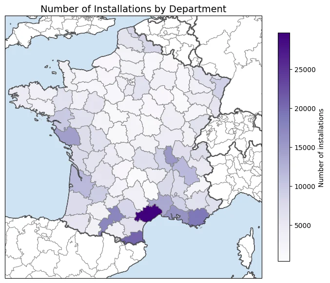 Number of systems by département